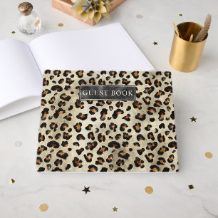 Libro De Visitas Estampa de Animal de Leopardo Hoja de Estaño Falsa