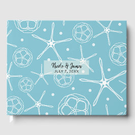 Libro De Visitas Estrella de mar perla blanca elegante boda de play