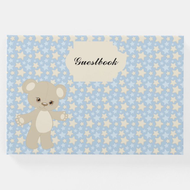 LIBRO DE VISITAS ESTRELLAS AZUL Y TAN Y OSO TEDDY (Anverso)