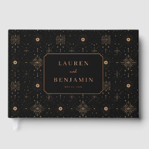 Libro De Visitas Estrellas Celestiales Negras Elegantes