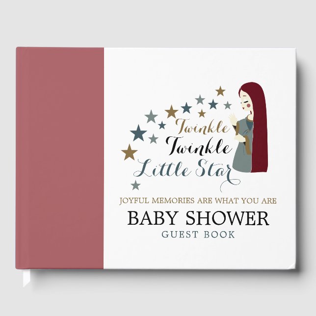 Libro De Visitas Estrellas de caída elegantes, Baby Shower (Anverso)