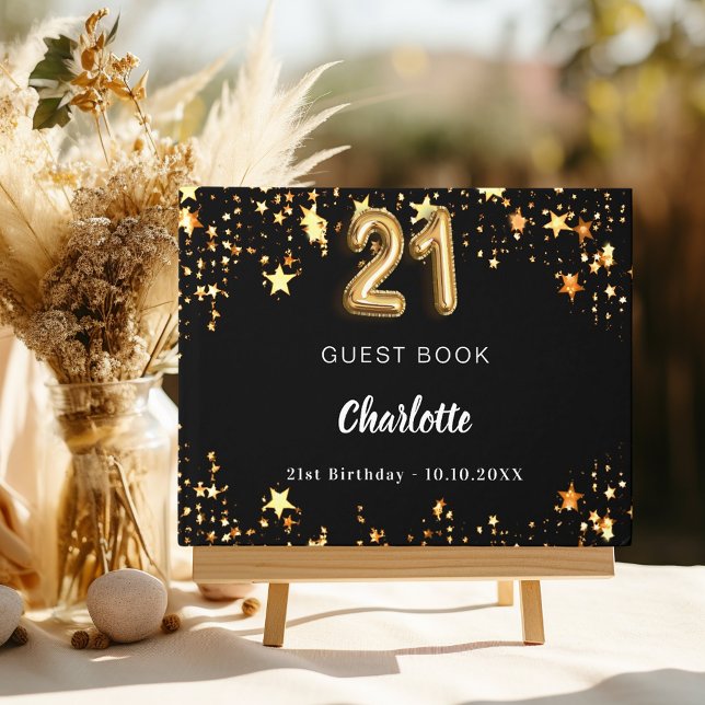 Libro De Visitas Estrellas de oro negro de cumpleaños 21 (Subido por el creador)