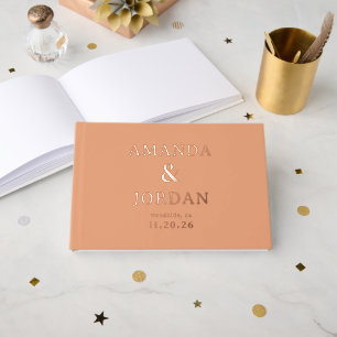 Libro De Visitas Estrellas Doradas de Melocotón Elegante