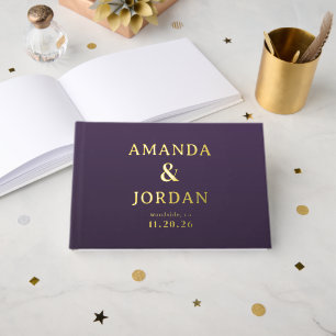 Libro De Visitas Estrellas doradas y púrpura elegantes