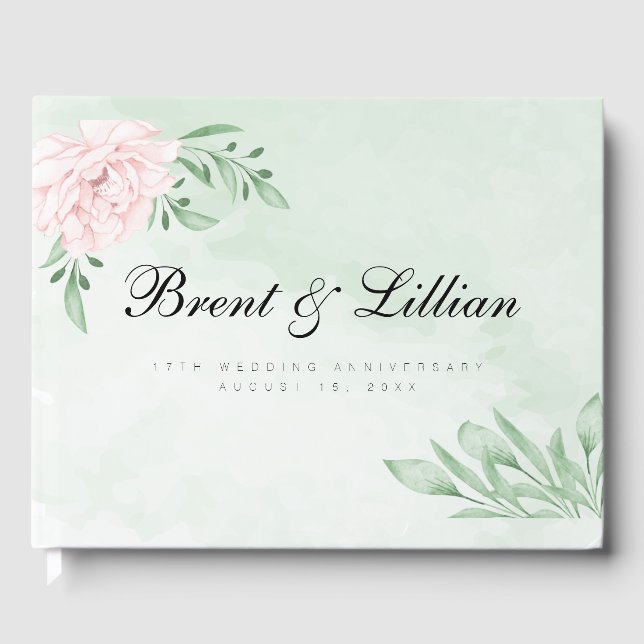 Libro De Visitas Eucalipto Rosa 25° Aniversario Boda (Anverso)