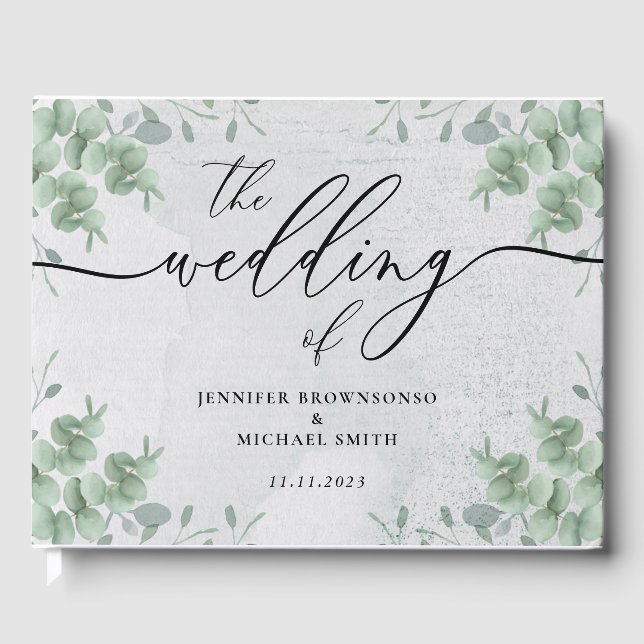 Libro De Visitas Eucaliptos botánicos verde tropical bohemio (Anverso)