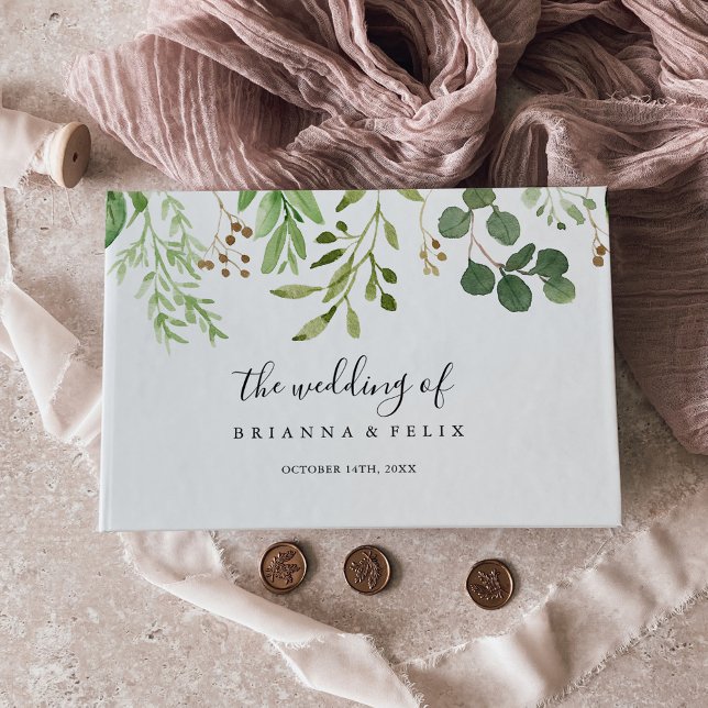 Libro De Visitas Eucalyptus Boda Floral Marrón Simple (Subido por el creador)