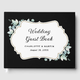 Libro De Visitas Eucalyptus Greenery Boda blanco y negro