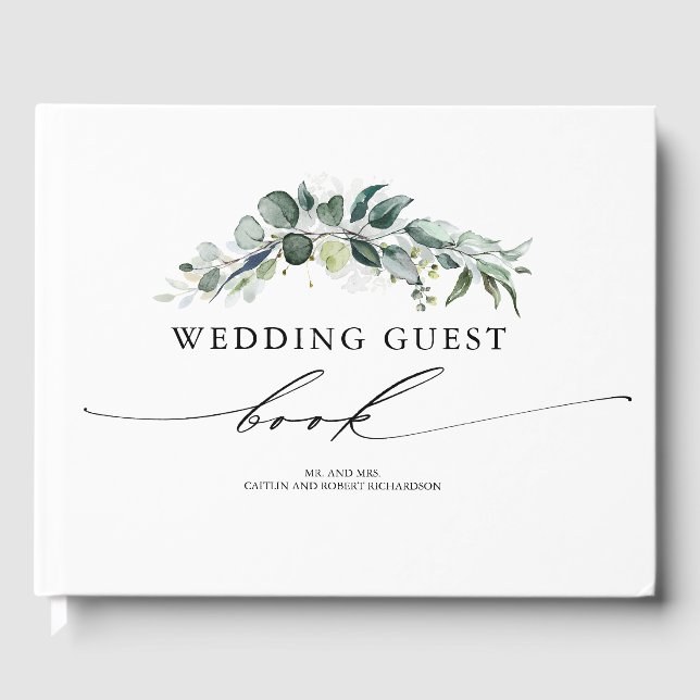 Libro De Visitas Eucalyptus Greenery Foliage Boda (Anverso)