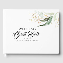 Libro De Visitas Eucalyptus Greenery Gold deja Boda