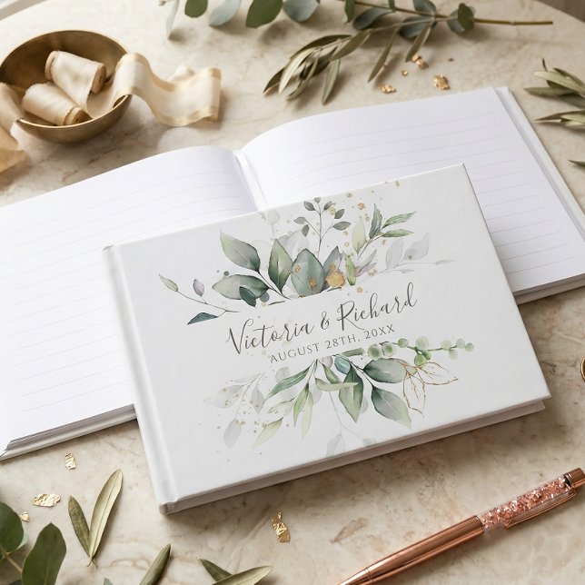 Libro De Visitas Eucalyptus Greenery Gold deja una elegante boda (Subido por el creador)