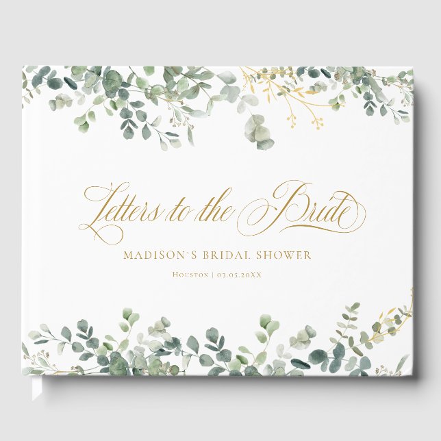 Libro De Visitas Eucalyptus  Handwriting Script Bridal Shower (Anverso)