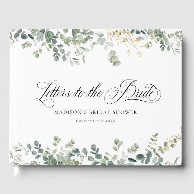 Libro De Visitas Eucalyptus  Handwriting Script Bridal Shower (Anverso)
