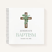Libro de visitas Eucalyptus Moderno Cross Baptism
