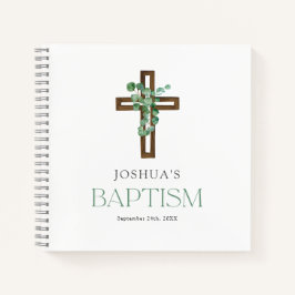 Libro de visitas Eucalyptus Moderno Cross Baptism