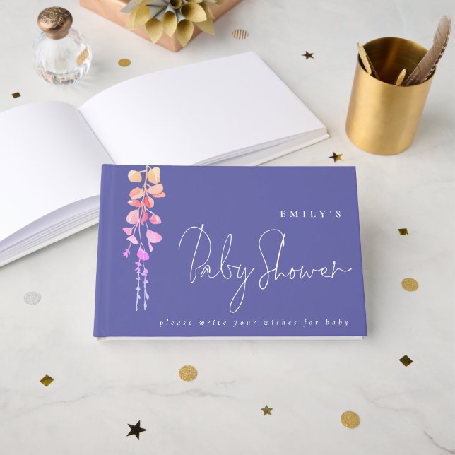 Libro De Visitas Eucalyptus quiere Baby Shower Lilac (Anverso Abierto)
