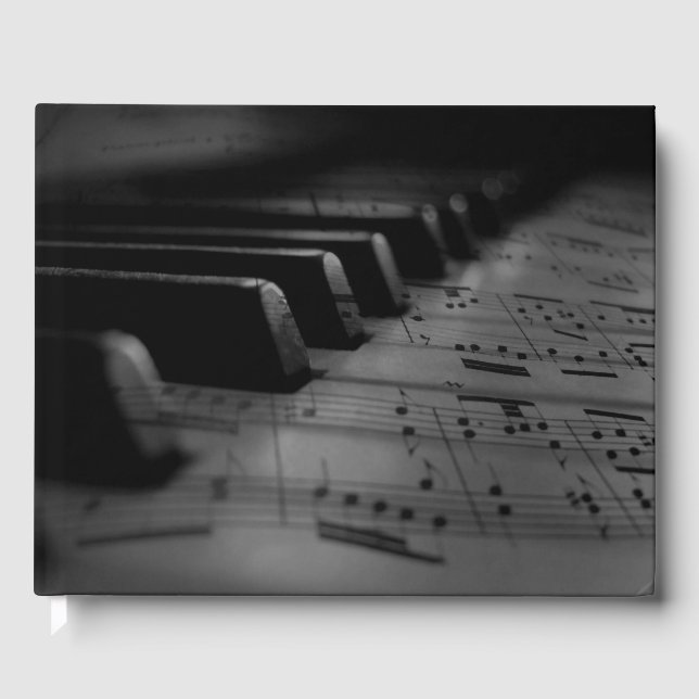 Libro De Visitas Evento Music Piano Keys y fecha en Spine (Anverso)