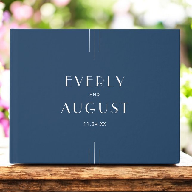 Libro De Visitas EVERLY Classic Modern Art Deco Navy Blue Wedding (EVERLY Classic Modern Art Deco Navy Blue Wedding Guest Book)