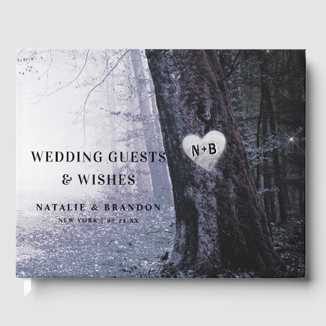 Libro De Visitas Evermore | Bosque lechero encantado | Boda morado (Anverso)