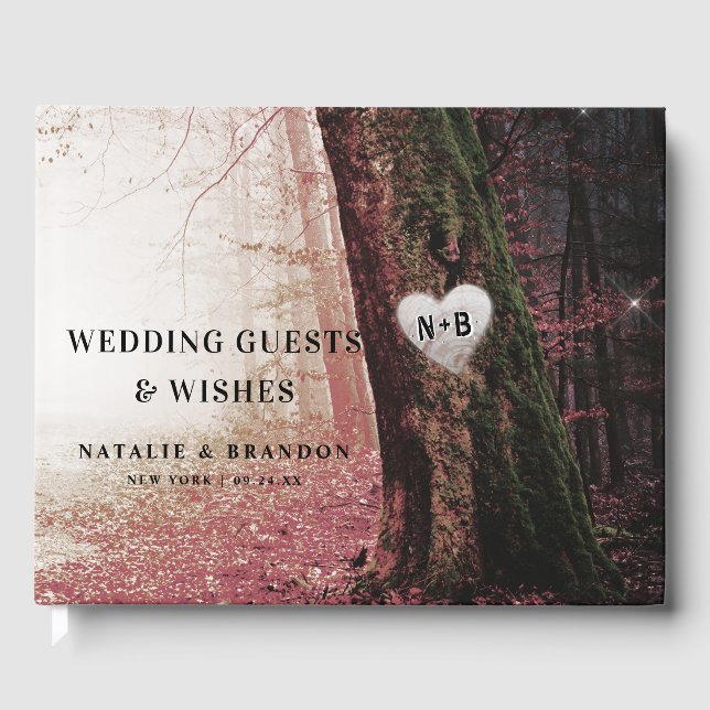 Libro De Visitas Evermore | Bosque lechero encantado | Boda rosa (Anverso)
