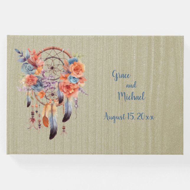 Libro De Visitas Exquisito Boho Dream Catcher Boda (Anverso)