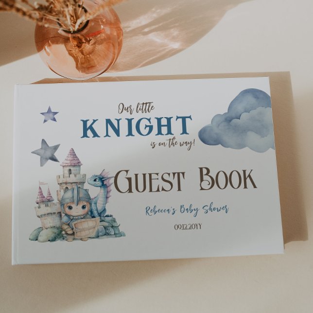 Libro De Visitas Fairytale Dreamy Dragon Blue Knight Baby Shower (Subido por el creador)