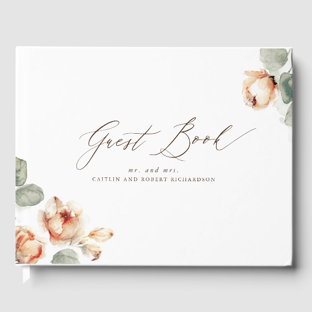 Libro De Visitas Fall Floral Elegant Wedding Guest Book (Anverso)