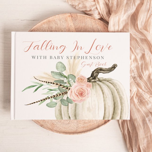 Libro De Visitas Fall In Love Chica Baby Shower Pumpkin Guest Book (Subido por el creador)