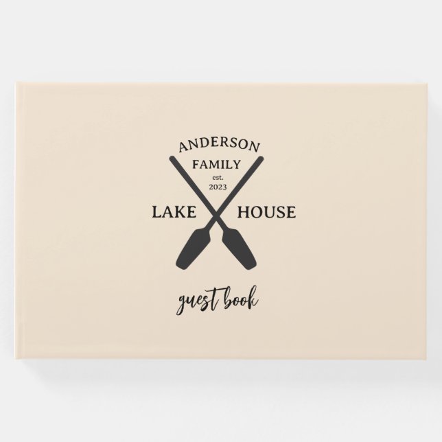 Libro De Visitas Familia Personalizada Nombre Casa Lago (Anverso)