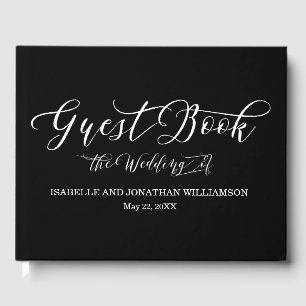 Libro De Visitas Fancy Calligraphy Black White Elegant Guest Book