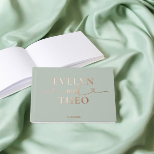 Libro De Visitas Fancy Calligraphy Heart Rubor Sage Green