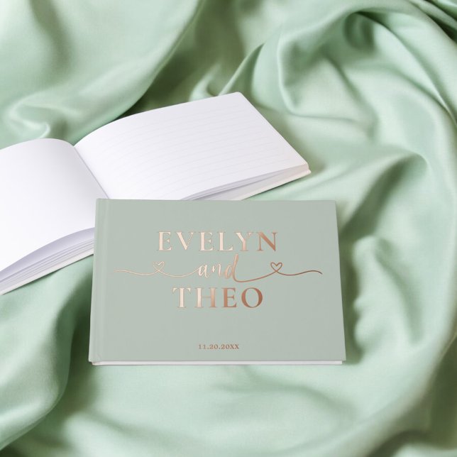 Libro De Visitas Fancy Calligraphy Heart Rubor Sage Green (Subido por el creador)