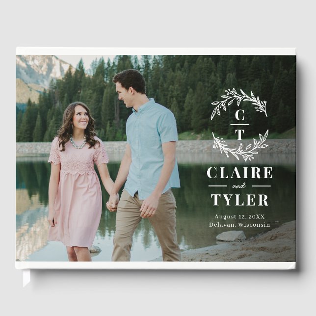 Libro De Visitas Fancy Initials Boda Photo Guest Book (Anverso)