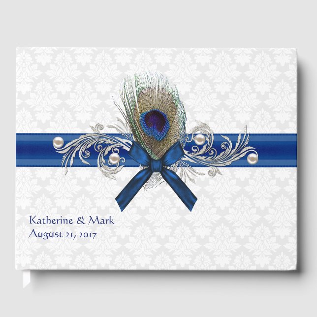 Libro De Visitas Fancy Peacock Feather Boda Guest Book (Anverso)