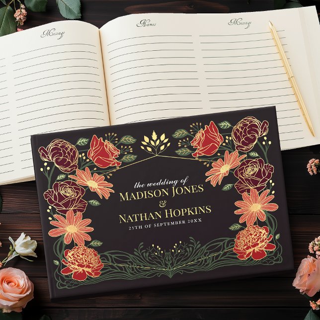 Libro De Visitas Fantasía Encantada Boda de Jardín Floral Rojo (Subido por el creador)