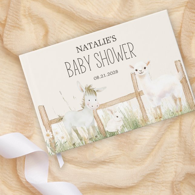 Libro De Visitas Farm Animals Meadow Friends Baby Shower (Subido por el creador)