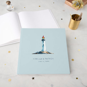 Libro De Visitas Faro Sereno de Acuarela Azul