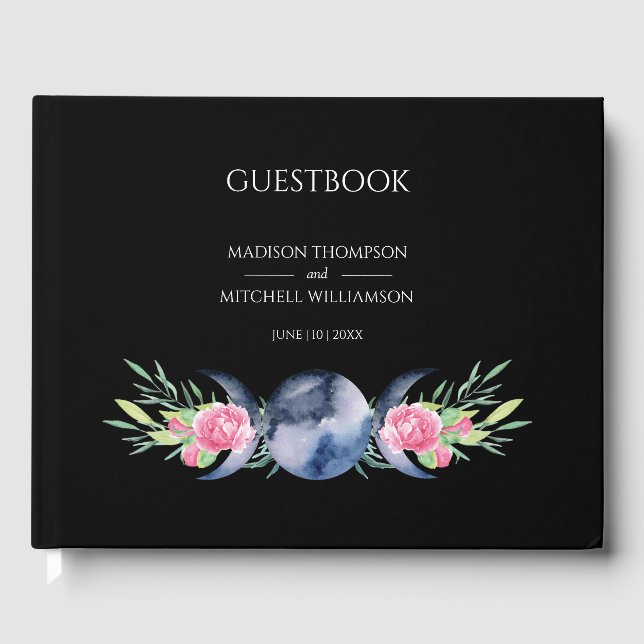 Libro De Visitas Fase lunar Roses rosas rosas Boda metafísico flora (Anverso)