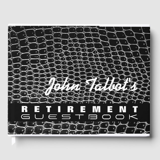 Libro De Visitas Faux Crocodile Skine Personalizado Retirement Gues (Anverso)