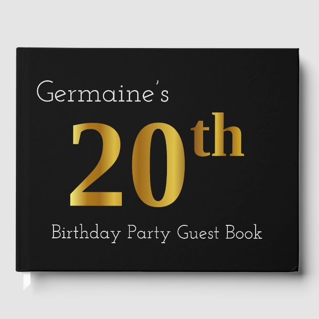 Libro De Visitas Faux Gold 20th Birthday Party Guest Book (Anverso)