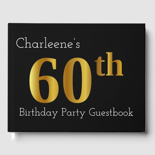 Libro De Visitas Faux Gold 60 Birthday Party Guestbook (Anverso)