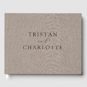 Libro De Visitas Faux Linen Gris Olive personalizado