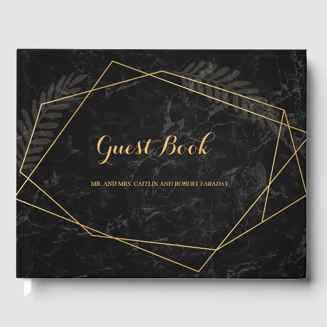 Libro De Visitas Faux Marble Geométrico (Anverso)