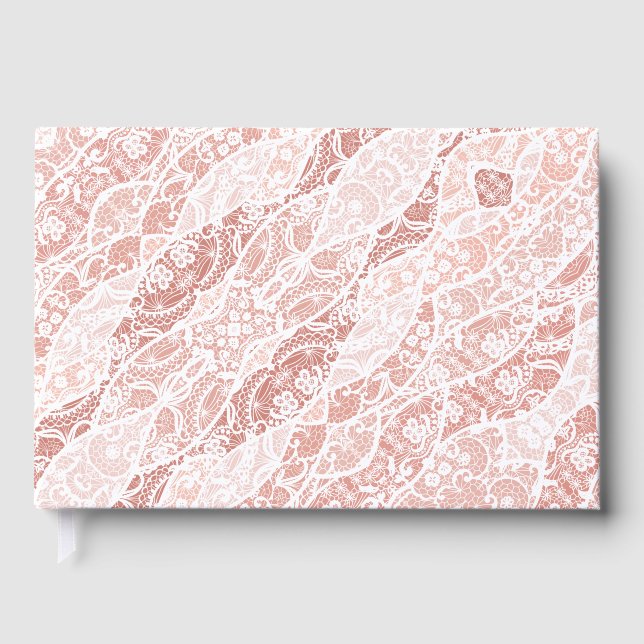 Libro De Visitas Faux White Lace Fishnet Guest Book (Anverso)