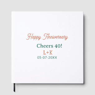Libro De Visitas Felicidades 40 feliz aniversario naranja verde nom