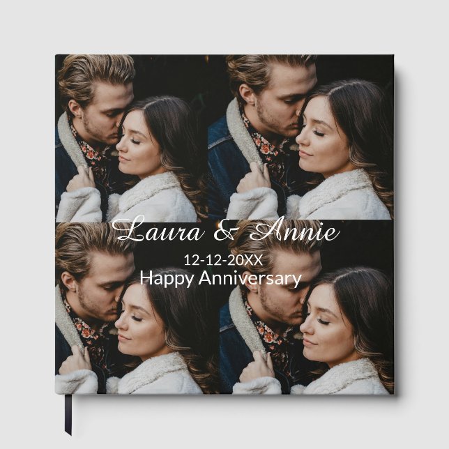 Libro De Visitas Felicitación aniversario nombre fecha collage de f (Anverso)