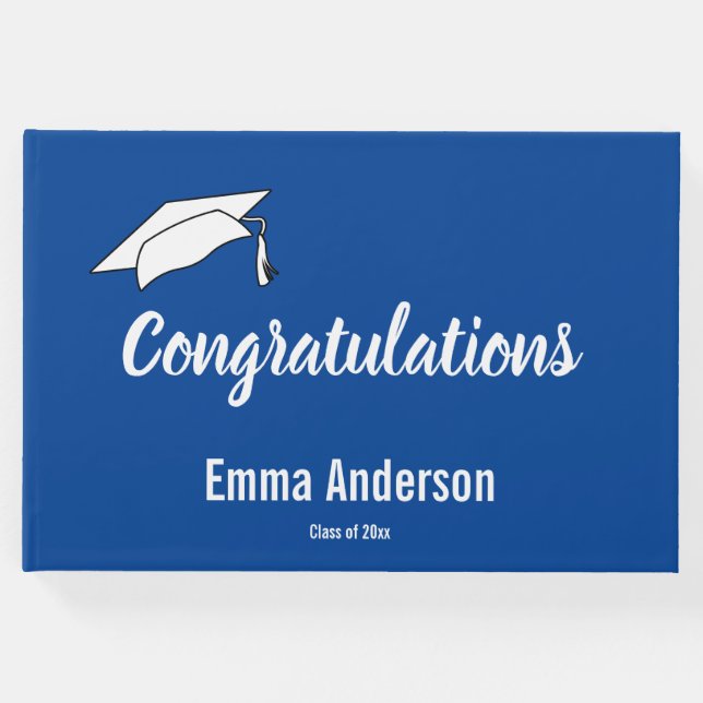 Libro De Visitas Felicitaciones Graduación en blanco y azul profund (Anverso)