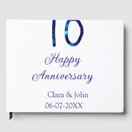 Libro De Visitas Feliz 10º aniversario brillo azul añadir nombre fe
