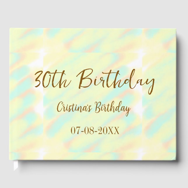 Libro De Visitas Feliz 30 cumpleaños naranja amarillo acuarela (Anverso)