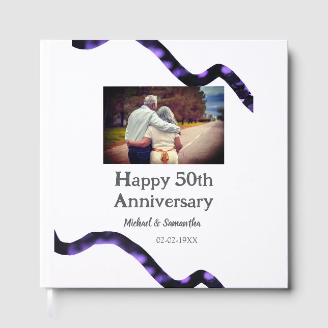 Libro De Visitas feliz 50 aniversario agregar nombre foto fecha (Anverso)